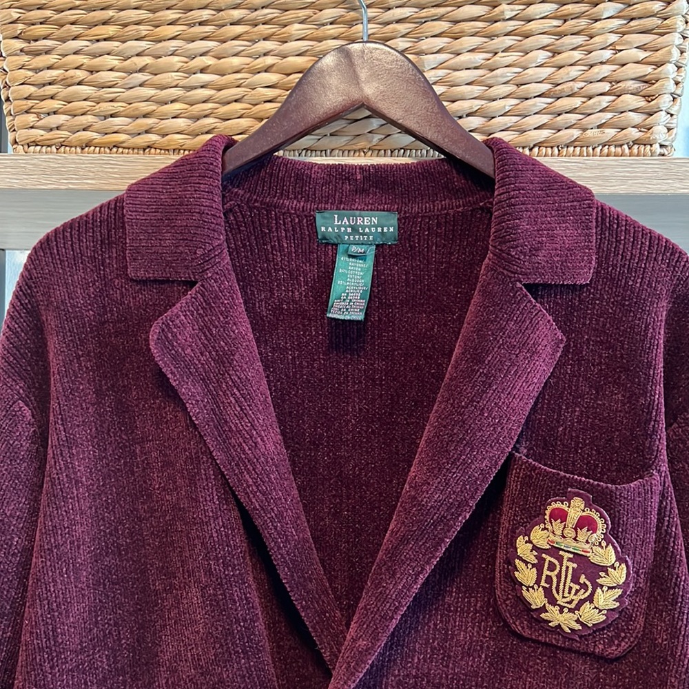 Lauren Ralph Lauren Burgundy Blazer with Gold Accents - Picture 2 of 6